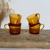 4 amber Duralex cups