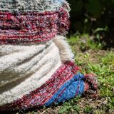 Handmade pouf cover - handwoven recycled cotton - 120 x 120 cm