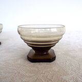 5 art deco smoked glass cups