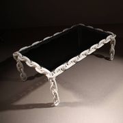 Brutalist Chain Link Coffee Table with Smoked Glass | France 1970s