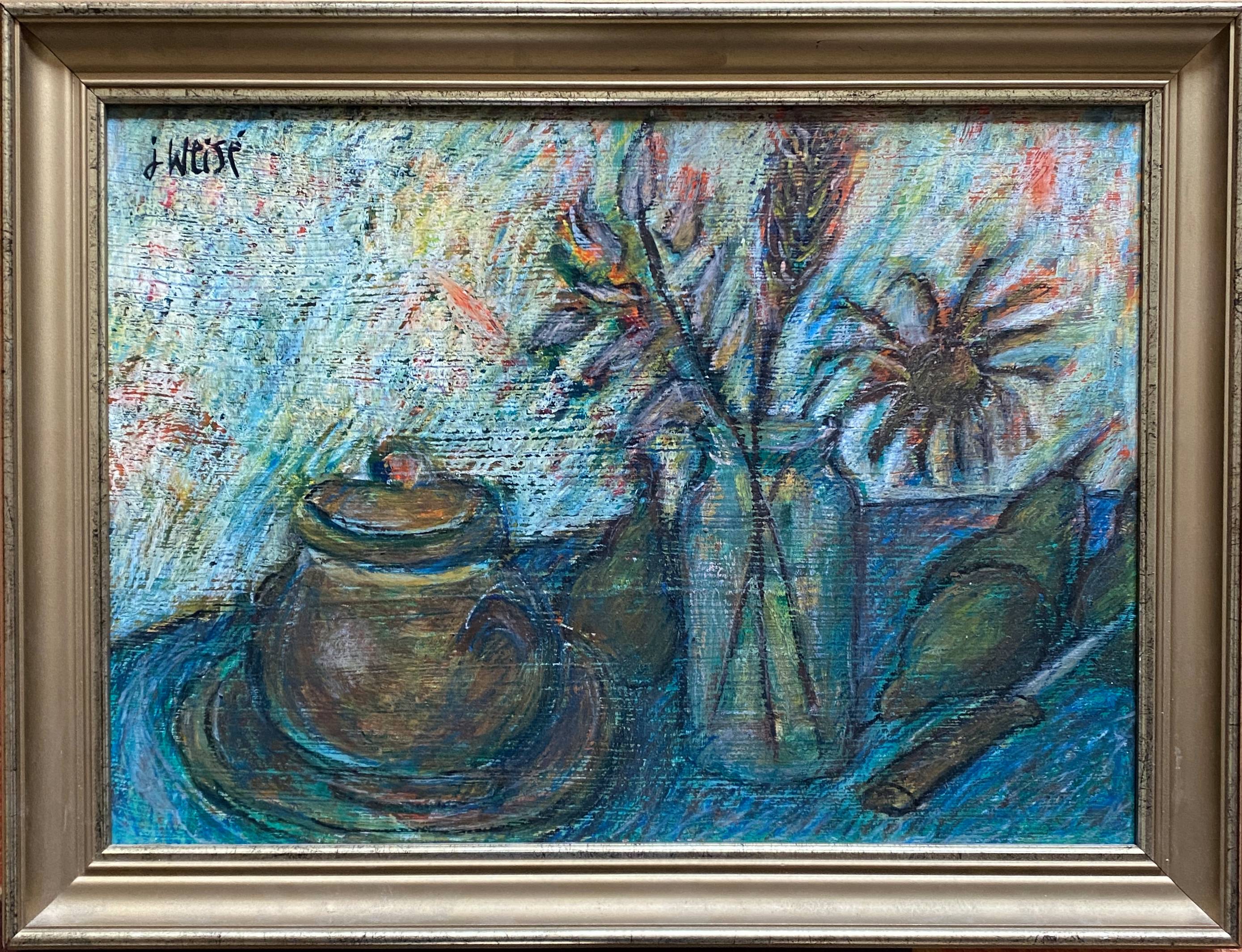 Painting "Still life with vase" signed J. Weisé ec. Bernard Buffet