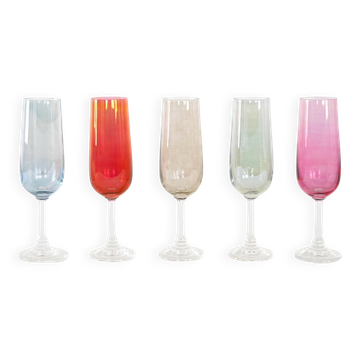 Set of coloured wine glasses, 1960s, made in Czechoslovakia