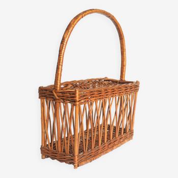 Panier porte bouteilles rotin