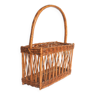 Panier porte bouteilles rotin