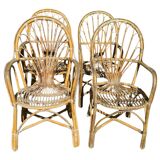 Rattan armchairs from the 70s France, set of 4