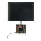 Decorative Laminated Wood and Chromed Steel Table Lamp 1970s