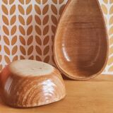 Glazed stoneware bowls for aperitifs or as catchalls in the shape of a walnut, signed.