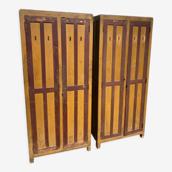 Pair of wood factory cloakroom