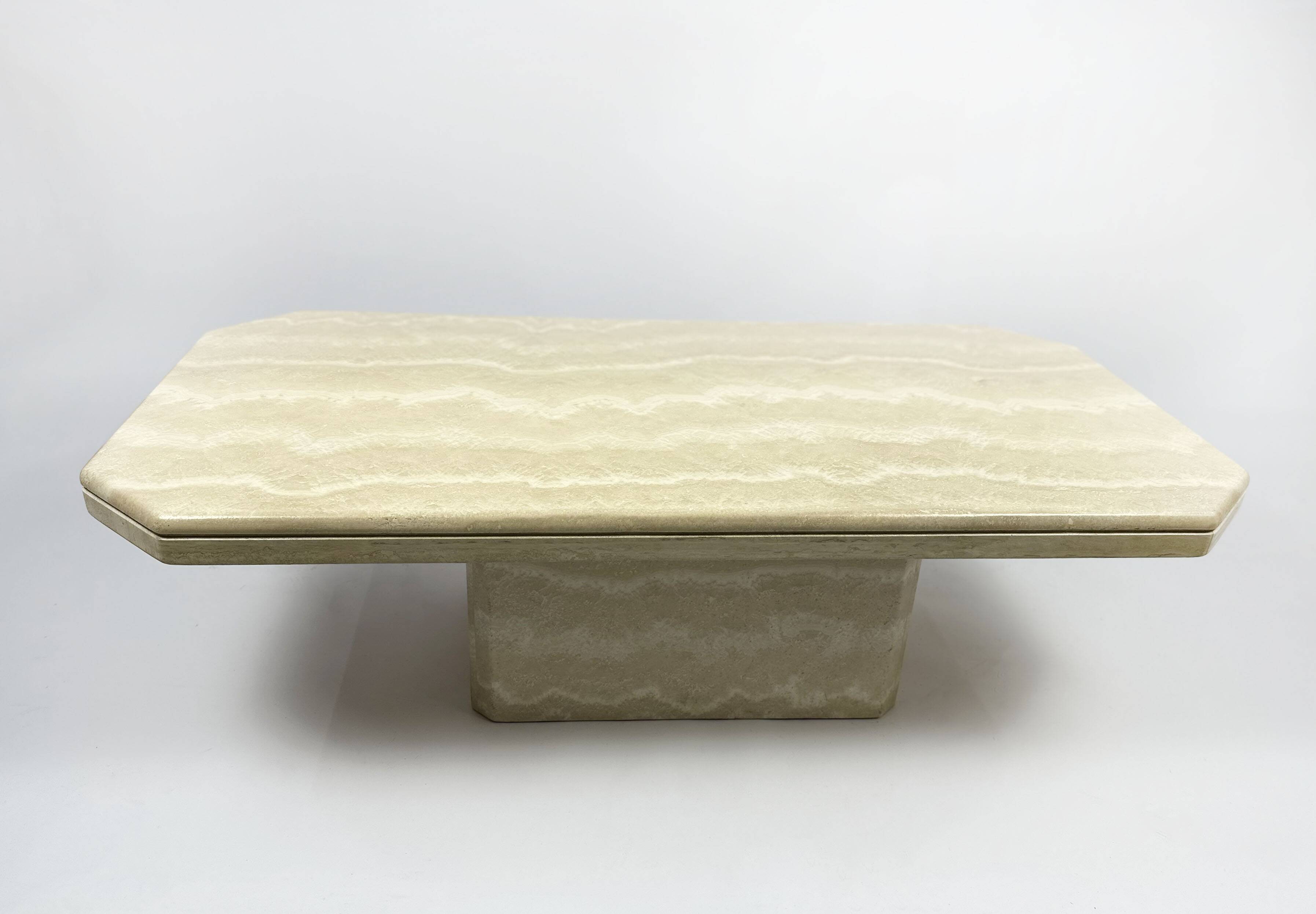 Vintage 1970s travertin coffee table