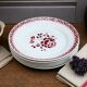 Ensemble de 6 assiettes Art Déco St Amand en grès rouge, motif "Nina"