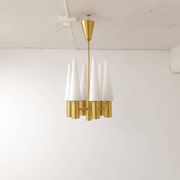 Midcentury brass and opaline ceiling lamp by Hans-Agne Jakobsson, Sweden, 1950s.