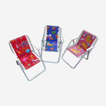 Chaises de camping pliantes pour enfant, vintage années 60