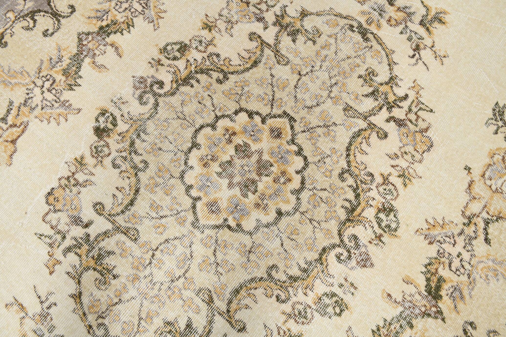 6x10 Classic & Bordered Beige Turkish Vintage Rug, 193x306Cm SK 5705