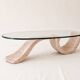 Sculptural coffee table in pink marble and glass, 1970s-80s.