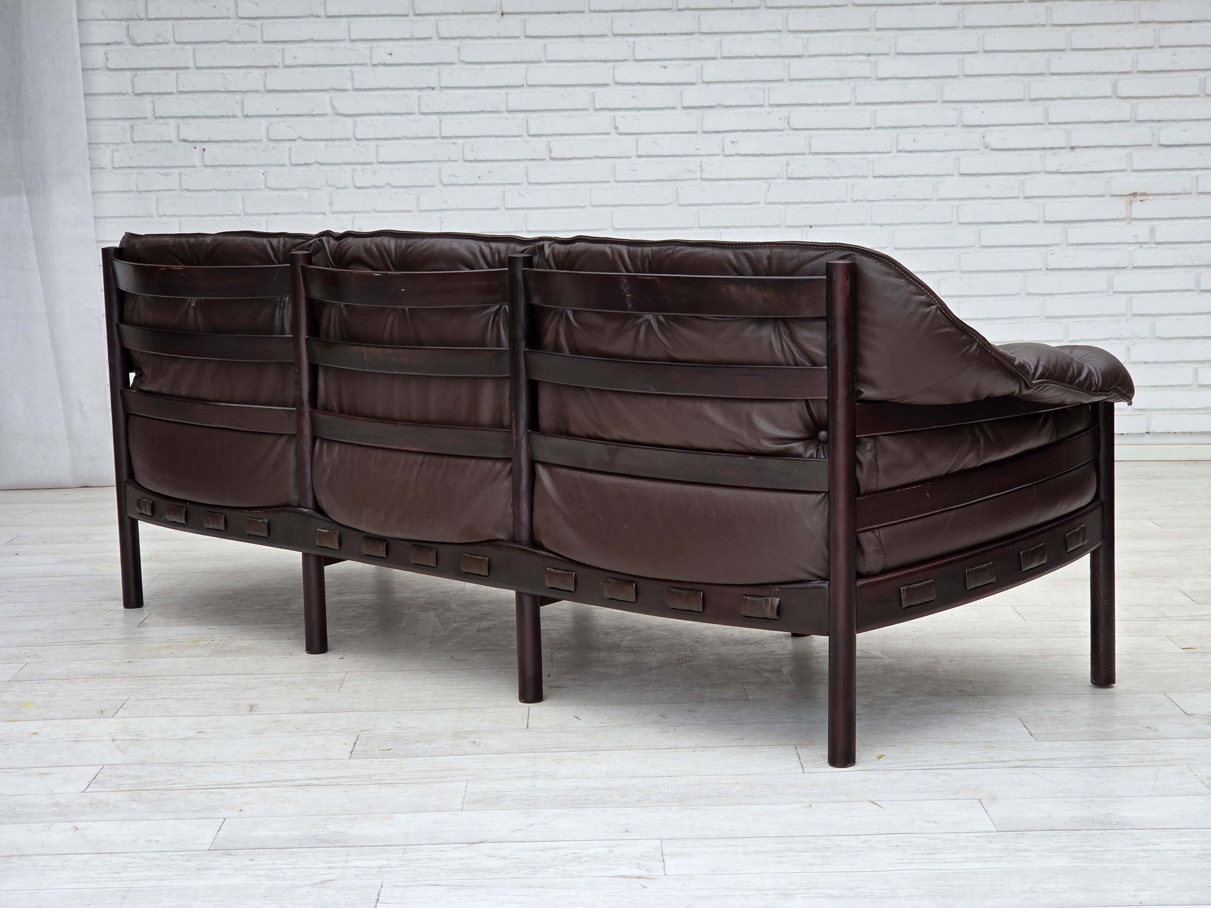 1970s, Scandinavian 3-seater sofa by Arne Norell, furniture leather.