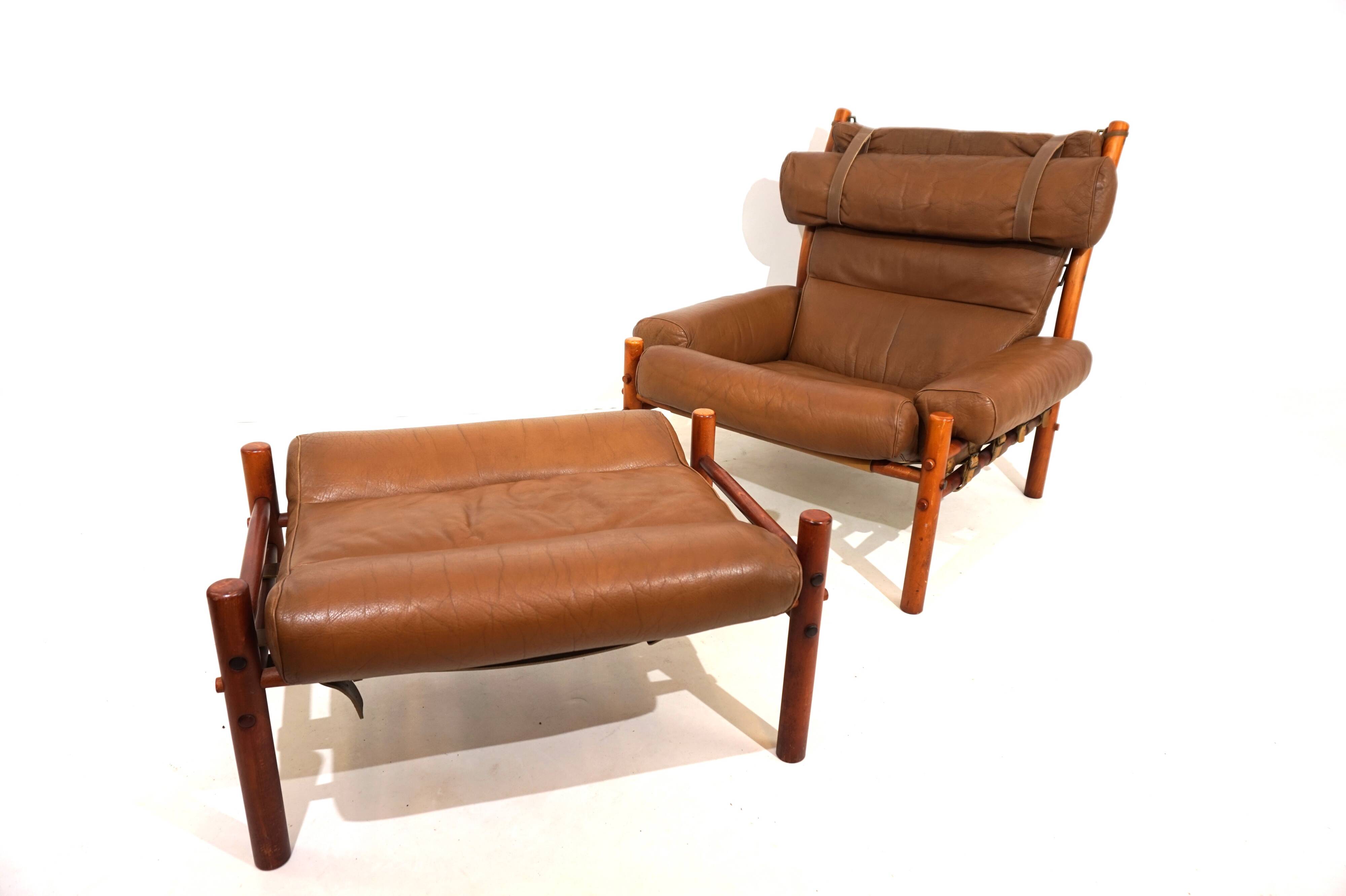 Arne Norell Inca chair with ottoman for Norell AB