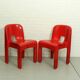 Ensemble de 2 chaises en plastique Universelle Red Joe Colombo de Kartell, Italie, 1967