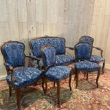 Louis XV blue velvet living room