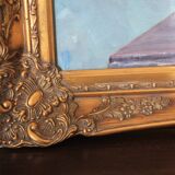 Large oil painting on canvas with golden frame
