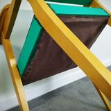 Pair of wood and vinyl armchairs