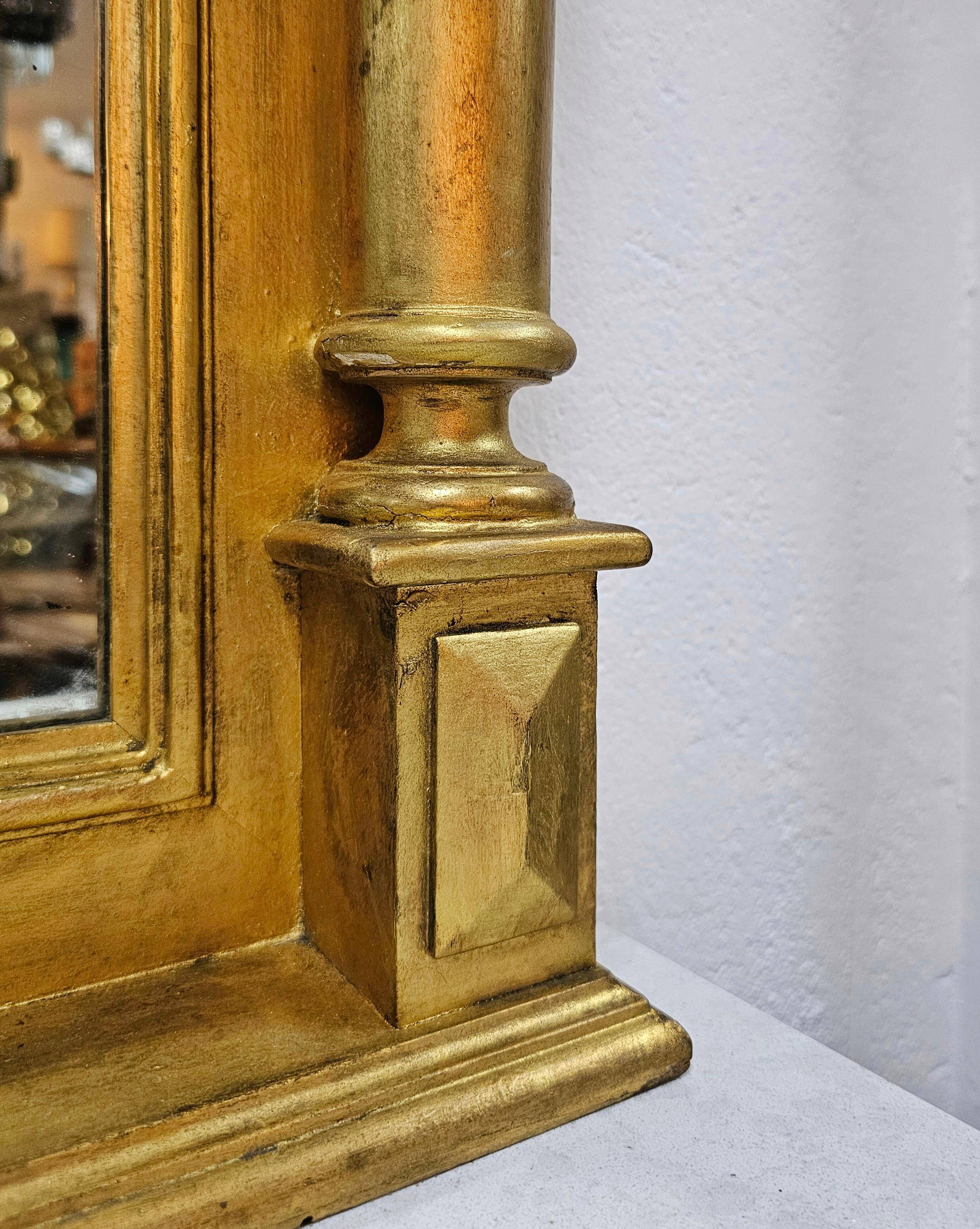 Table console victorienne en bois doré avec miroir et plateau en marbre, Autriche 1880s