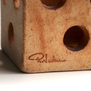 Ceramic cube candle holder by Raymonde Leduc, Vallauris, 1960s