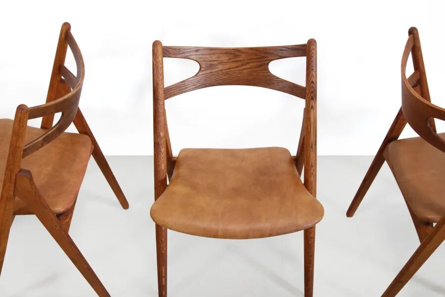 Set of 4 oak Hans Wegner Sawbuck model CH29 chairs by Carl Hansen and Son