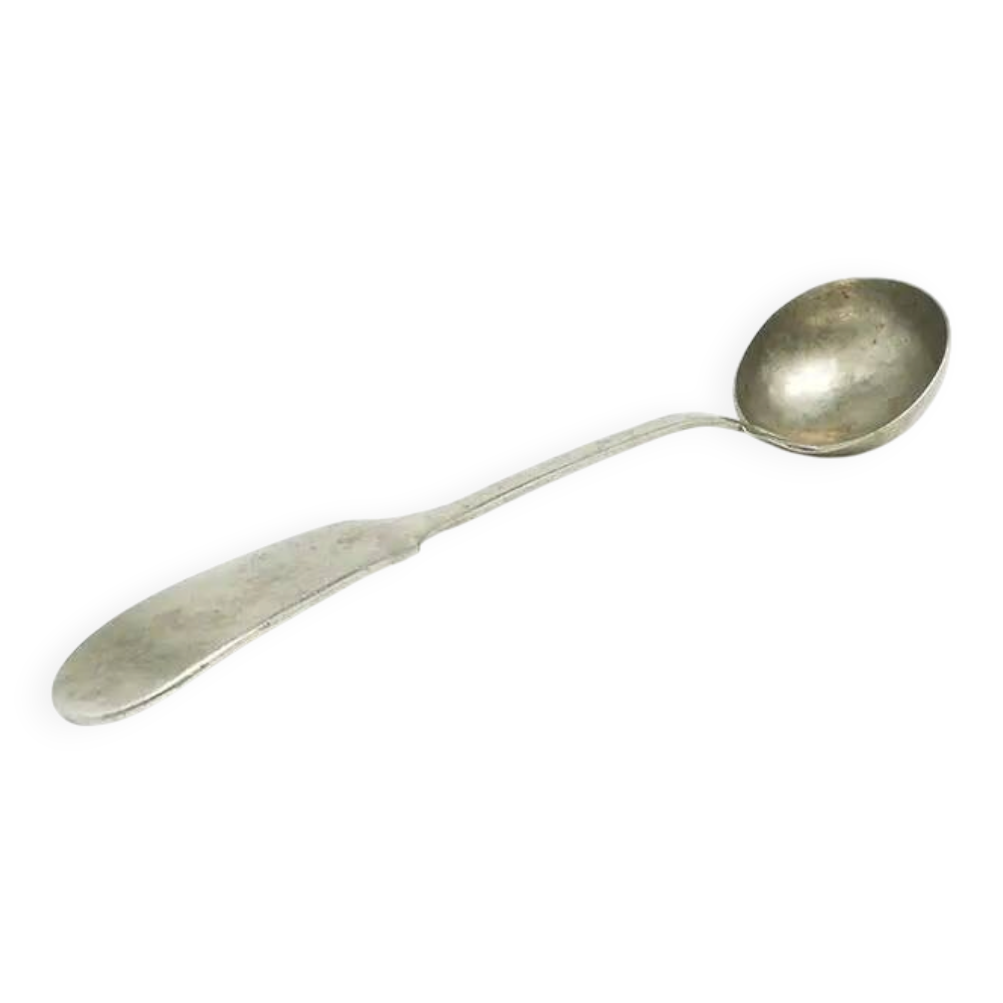 Minimalist sauce ladle, silver-plated brass, United Kingdom, early 20th century