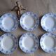 Set 6 assiettes creuses Dux bleues Boch 1960