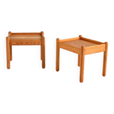 Paire de tables d'appoint en pin massif, Scandinavie années 1970