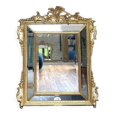Miroir ancien à pareclose 123/100cm à frontons doré à la feuille d’or, tête d’aigles,antiquité