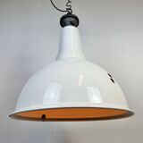 Large Industrial British White Enamel Pendant Lamp from Benjamin, 1960s