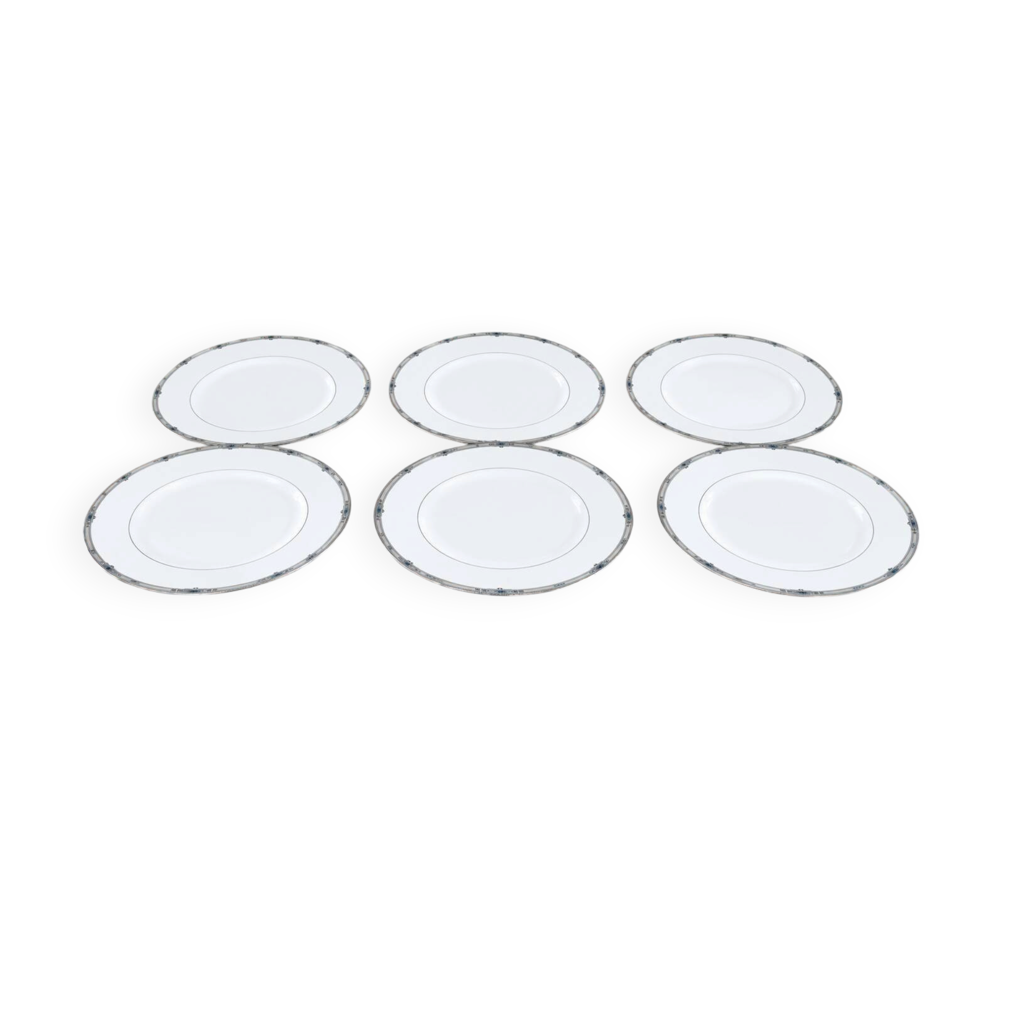 Set of 6 flat plates in English porcelain Wedgewood model Amherst.