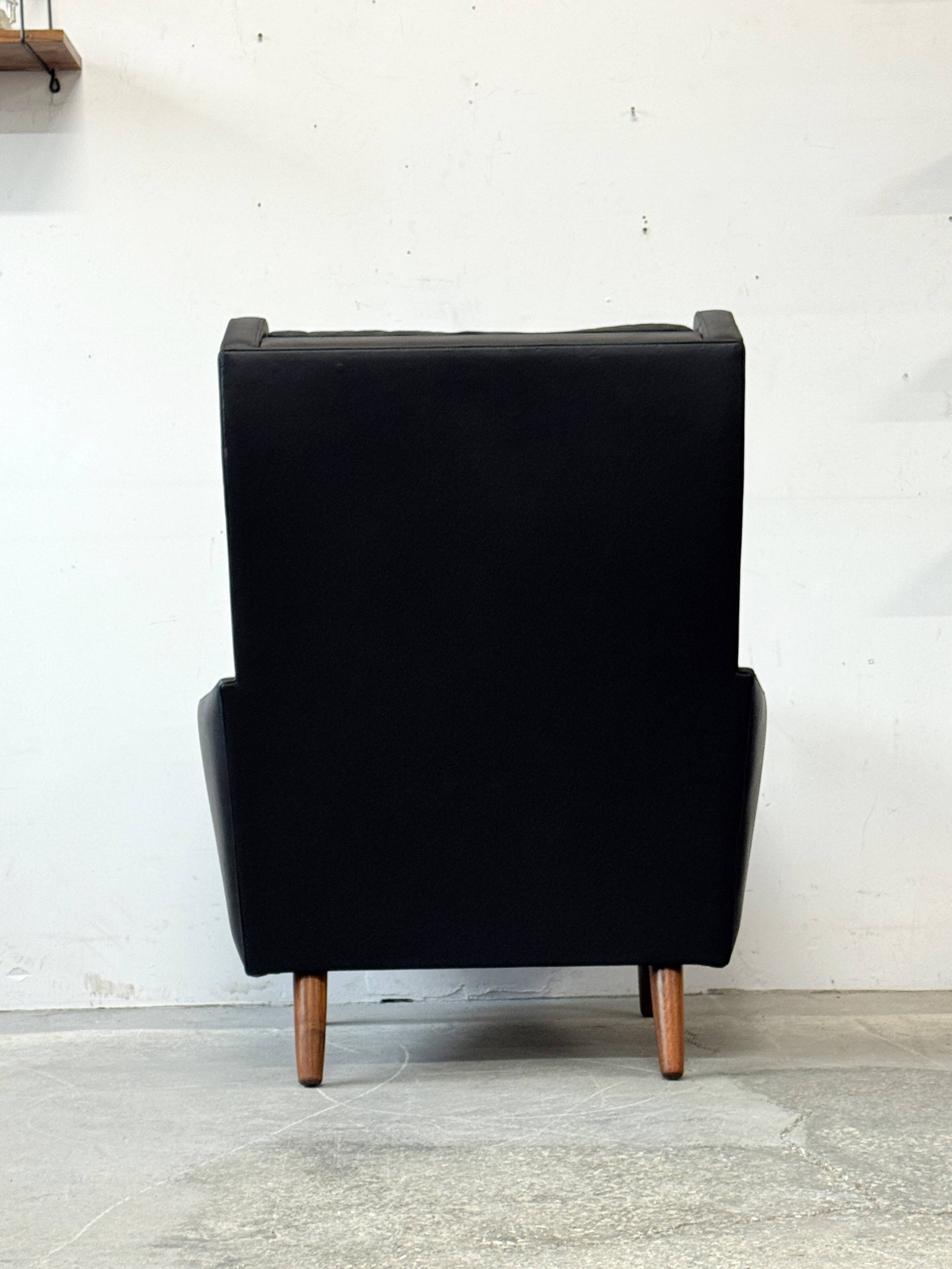 Leather Wingback Chair, Denmark 1970s, Vintage, Mid-C Modern