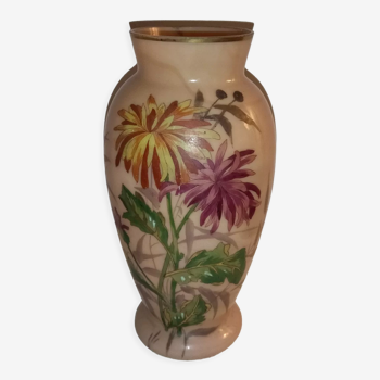 Vase verre marmoréen émaillé art-nouveau