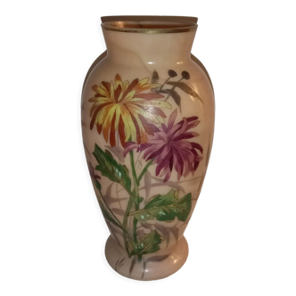 Vase verre marmoréen émaillé art-nouveau