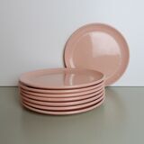 Set of 8 pink ceramic plates