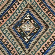5x9 Kilim Anatolian Carpet, Handwoven Wool Rug, Blue Details Rug, 154x275Cm
