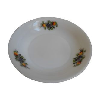 Vaisselle plat creux Arcopal fruits 1965 vintage french dish