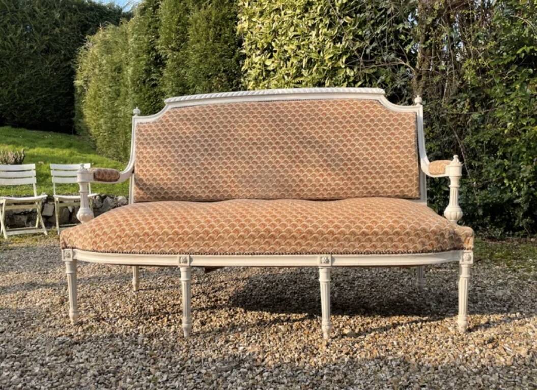 Louis XVI bench, bleached wood, Napoléon III period.