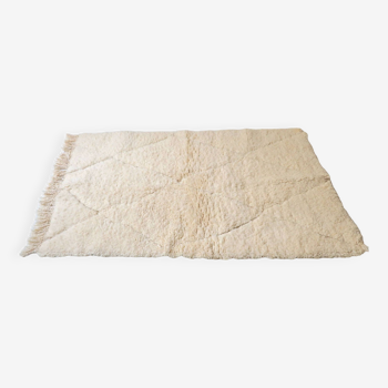 Beni Ouarain white Moroccan rug. 100% pure wool, handmade. 145x100cm