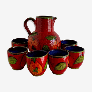 Cruche et 6 tasses, Allemagne de l’Ouest, années 1970