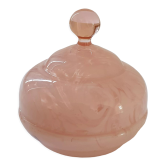 Bonbonnière en verre rose