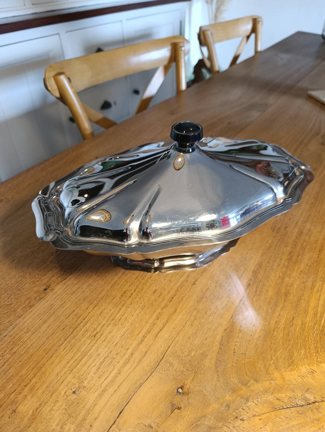 Vintage stainless steel soup tureen