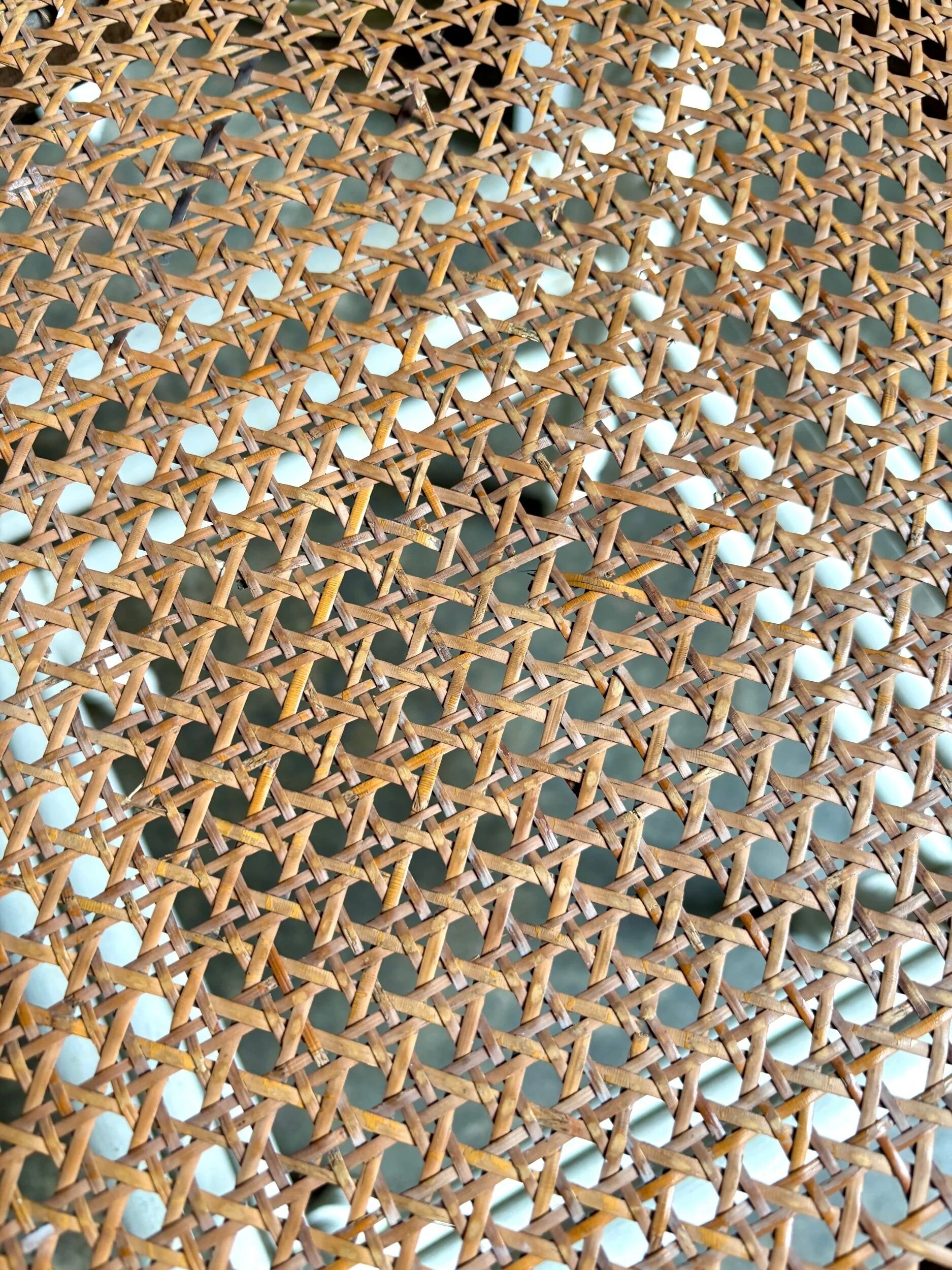 White wooden stool with caning