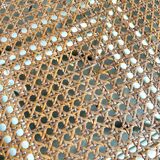 White wooden stool with caning