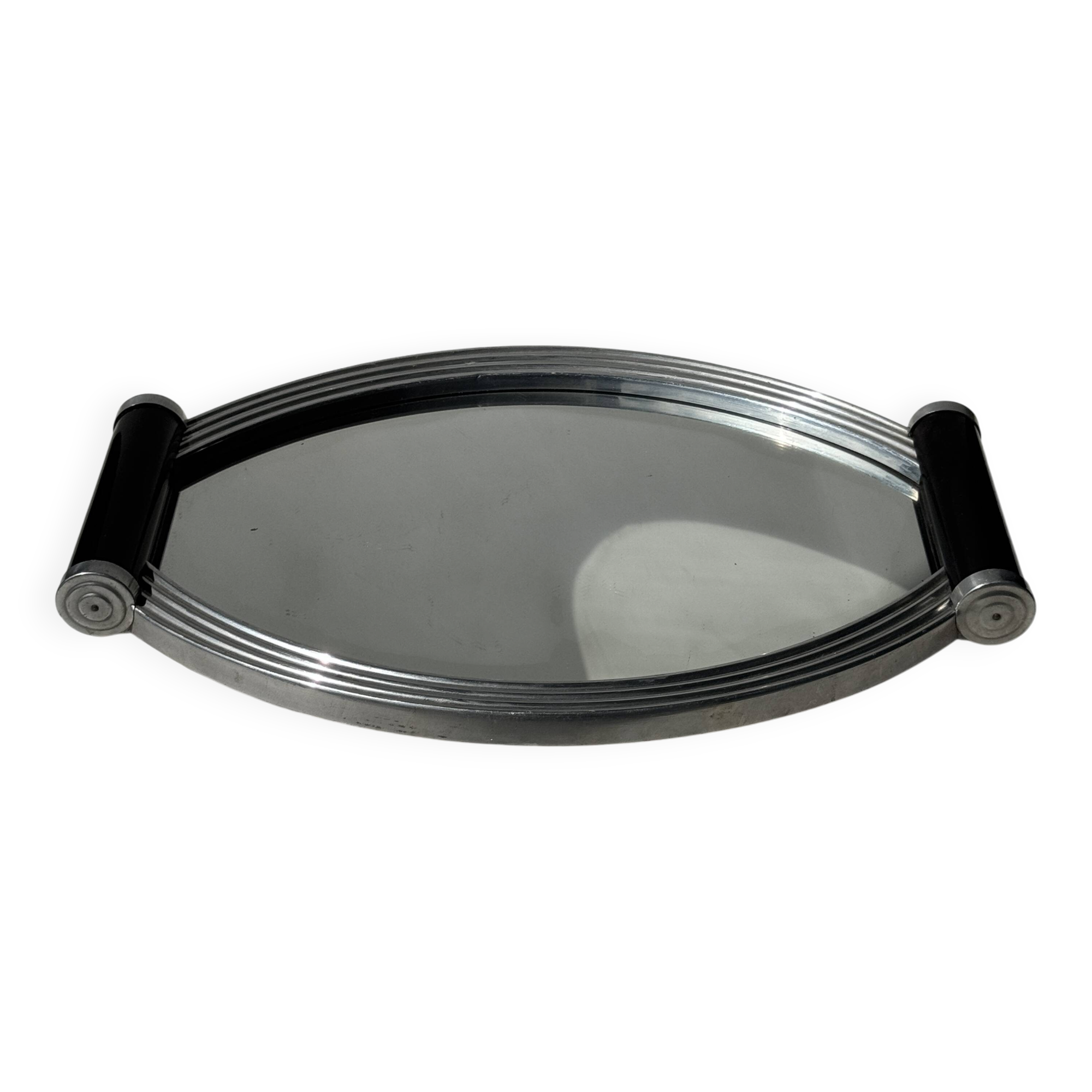 Vintage black two-handled mirror tray 26x38