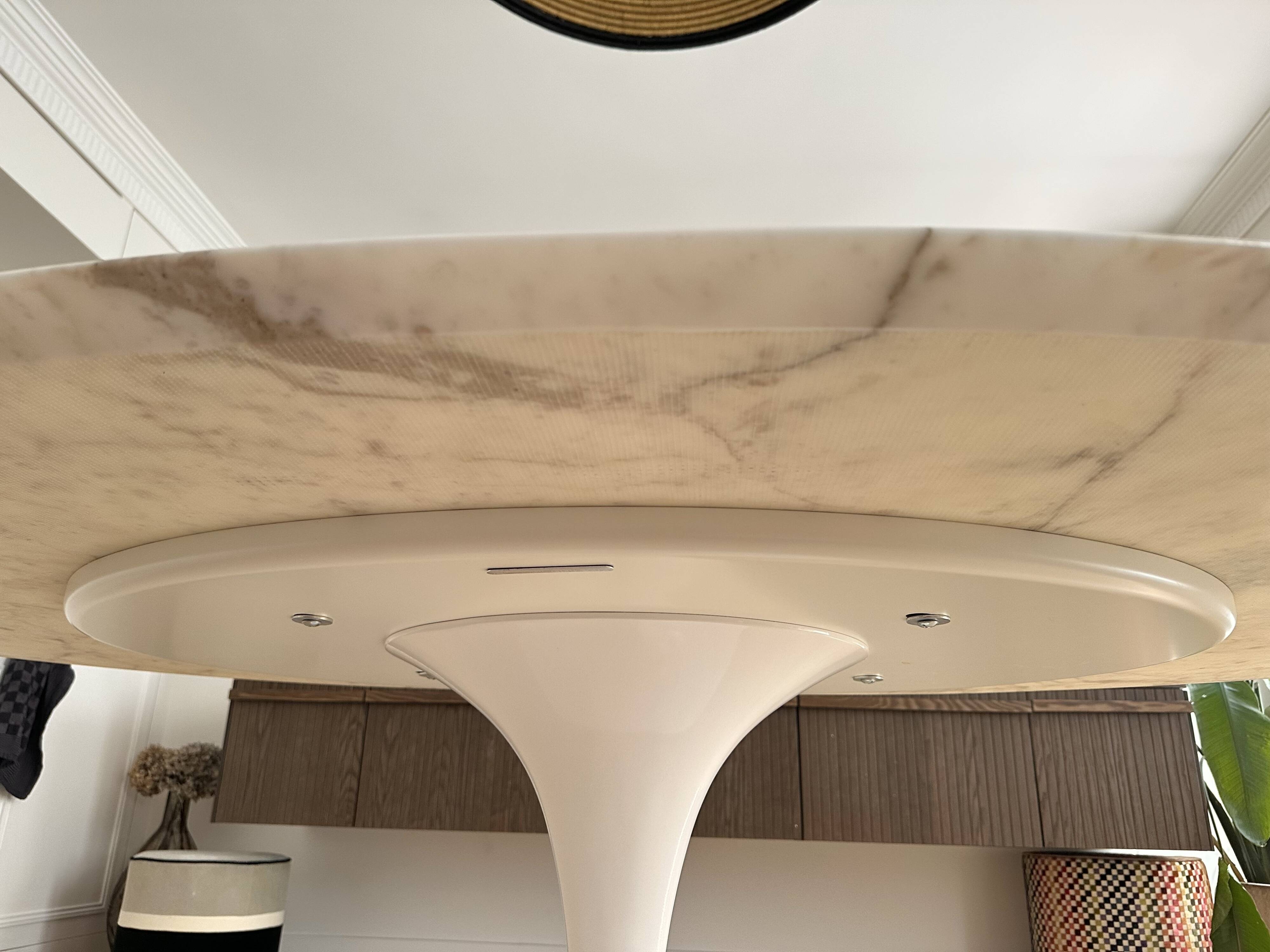 Oval Knoll Saarinen table, Calacatta marble, 198cm, year 2022, tulip.