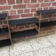 Black and gold metal string shelf with vinyl holder - vintage 1960
