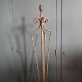 Twisted wrought iron floor lamp base, circa 1940